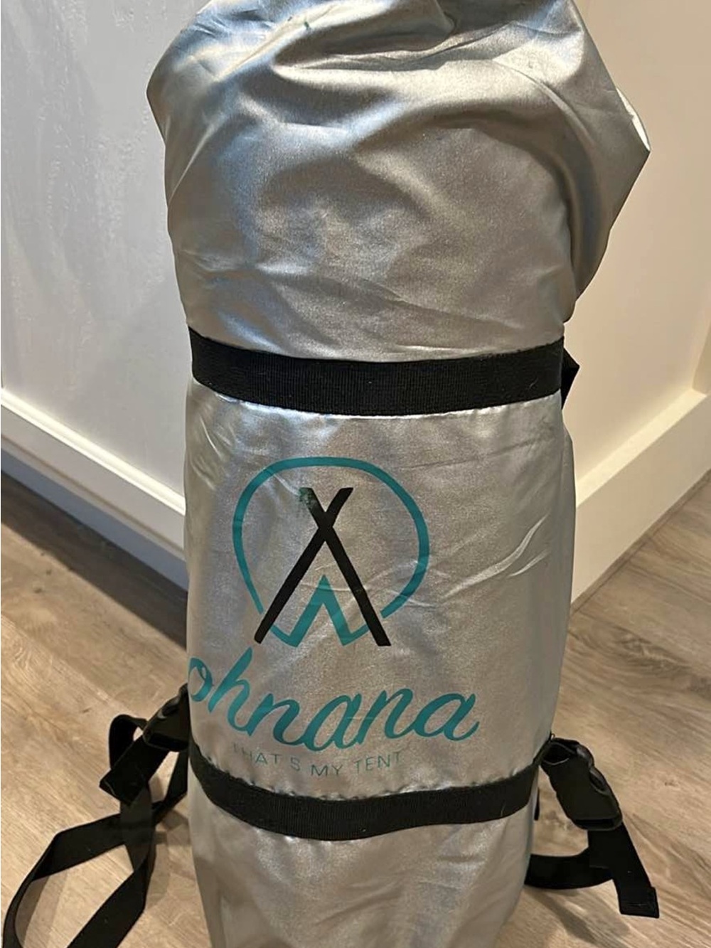 Silver Travel TENT with Teal Logo